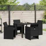Garden Dining Set with Cushion Folding 5 pcs Black Poly rattan 3379944