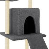 Cat Tree with Sisal Scratching Posts Dark Grey 110 cm 172039