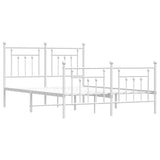 Bed Frame White Steel Double Bed Frame Rectangular 353604