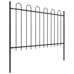 ZNTS Garden Fence with Hoop Top Steel 1.7 m Black 144931