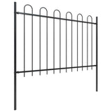 ZNTS Garden Fence with Hoop Top Steel 1.7 m Black 144931