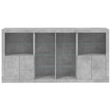 Sideboard with LED Lights Concrete Grey 202x37x100 cm 3209187