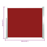 ZNTS Retractable Side Awning 120 x 300 cm Red 45362