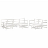 10 Piece Garden Lounge Set White Solid Wood Pine 3186572