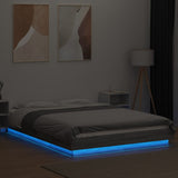 Bed Frame with LED Lights without Mattress Grey Sonoma 140x190cm 3281131