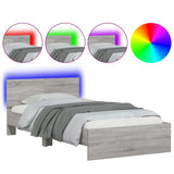 Bed Frame without Mattress with LED Lights Grey Sonoma 100x200 cm 838804