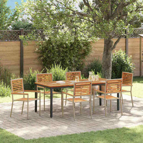 Garden Dining Set 7 pcs Beige and Brown Poly Rattan 3365507