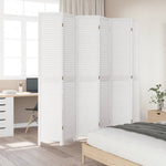 ZNTS Room Divider 6 Panels White Solid Wood Paulownia 358844