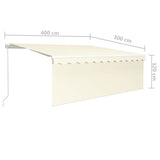 Manual Awning with Solar LED 4 x 3 m Cream 100% Polyester 3069302