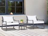Rattan Bistro Set, 3 Pieces Wicker Garden Furniture Set with Rocking Chairs and Round Glass Top T3398P323999
