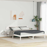 Bed Frame with Headboard White 200 x 200 cm Solid Pine Wood 3385749