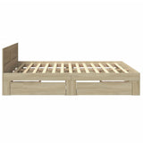 Bed Frame with Headboard without Mattress Sonoma Oak 200x200 cm 3295536