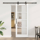 Sliding Door White 78 x 211 cm Solid Pine Wood and Glass 3332302