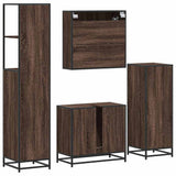 4 Piece Bathroom Furniture Set Brown Oak Engineered Wood 3301269