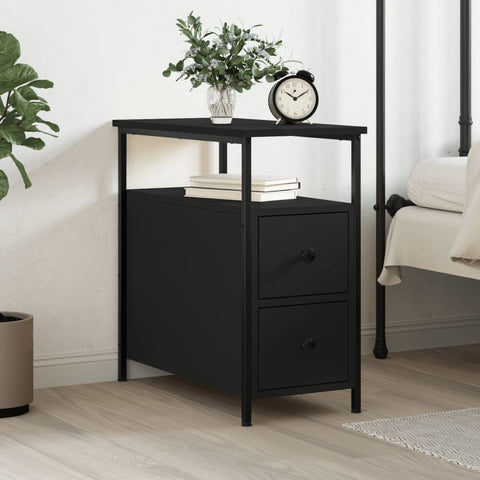 ZNTS Bedside Cabinet Black 30x60x60 cm Engineered Wood 826063