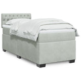 ZNTS Box Spring Bed with Mattress Light Grey 90x200 cm Velvet 3286216
