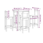 5 Piece Bar Set Solid Wood Pine 3124742