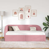Corner Bed Frame with Headboard Pink 90 x 200 cm Velvet 42016649