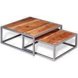 Two Piece Coffee Table Set Solid Acacia Wood 244232