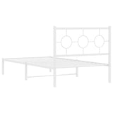 Metal Bed Frame without Mattress with Headboard White 100x200cm 376270
