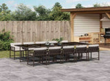 11 Piece Garden Dining Set with Cushions Brown Poly Rattan 3211473