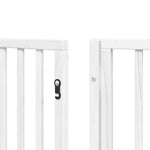 Dog Gate with Door Foldable 8 Panels White 640 cm Poplar Wood 3155566