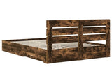 Bed Frame with Drawer Smoked Oak 150 x 200 cm Engineered Wood 3411962