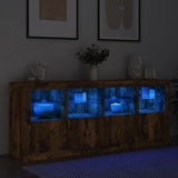 Sideboard with LED Lights Smoked Oak 163x37x67 cm 3209076