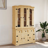 Highboard Corona Brown 112x43x196 cm Solid Wood Mexican Pine 355085