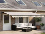 Retractable Awning Light Grey and White 4 x 2 m Fabric 3425823