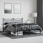 ZNTS Metal Bed Frame without Mattress with Footboard Black 183x213cm 353560