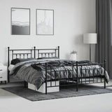ZNTS Metal Bed Frame without Mattress with Footboard Black 183x213cm 353560