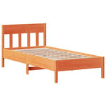 ZNTS Bed Frame without Mattress Wax Brown 75x190 cm Small Single Solid Wood Pine 3323247