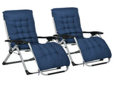 2 Piece Sun Lounger, Reclining Zero Gravity Sun Loungers with Cushions for Outdoor Patio, Blue UK T3398P318625