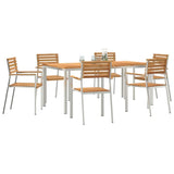 Garden Dining Set 7 pcs Solid Teak Wood and Stainless Steel 3334786
