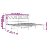 Metal Bed Frame without Mattress with Headboard White 200x200cm 372333