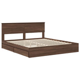 Storage Bed with Drawer Brown Oak 200 x 200 cm Engineered Wood 3408430