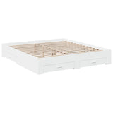 Bed Frame with Drawers without Mattress White 200x200 cm 3280356