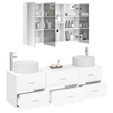 Bathroom Furniture Set 4 pcs White Engineered Wood and Glass 3407063