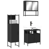 ZNTS 3 Piece Bathroom Furniture Set Black Engineered Wood 3214695