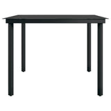 Garden Dining Set Black PE rattan, powder-coated steel, glass Large 3099381