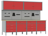 Work Cabinet with Drawer 10 pcs Red Engineered Wood and Steel 3321489