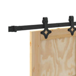 Sliding Door Manual Natural and black 93 x 202 cm 3333514