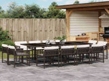 13 Piece Garden Dining Set with Cushions Brown Poly Rattan 3211581