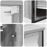 Bathroom Furniture Set with Shelf 5 pcs Grey Sonoma and Black 3328387