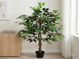 Artificial Ficus Plant Green 90 x 16 x 110 cm Fabric and Wood 42042076