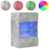 Wall Cabinets with LED Lights for TV 2 pcs Concrete Grey 40x30x60.5 cm 837085