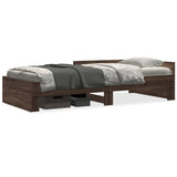 Bed Frame without Mattress Brown Oak 100x200 cm Engineered Wood 849578