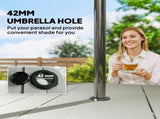 Outsunny Rectangle Garden Table with Parasol Hole, Outdoor Dining Table for 6, Patio Table for T3398P555010