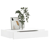 White MDF Floating Wall Display Shelf 1 Drawer Book/DVD Storage 242187